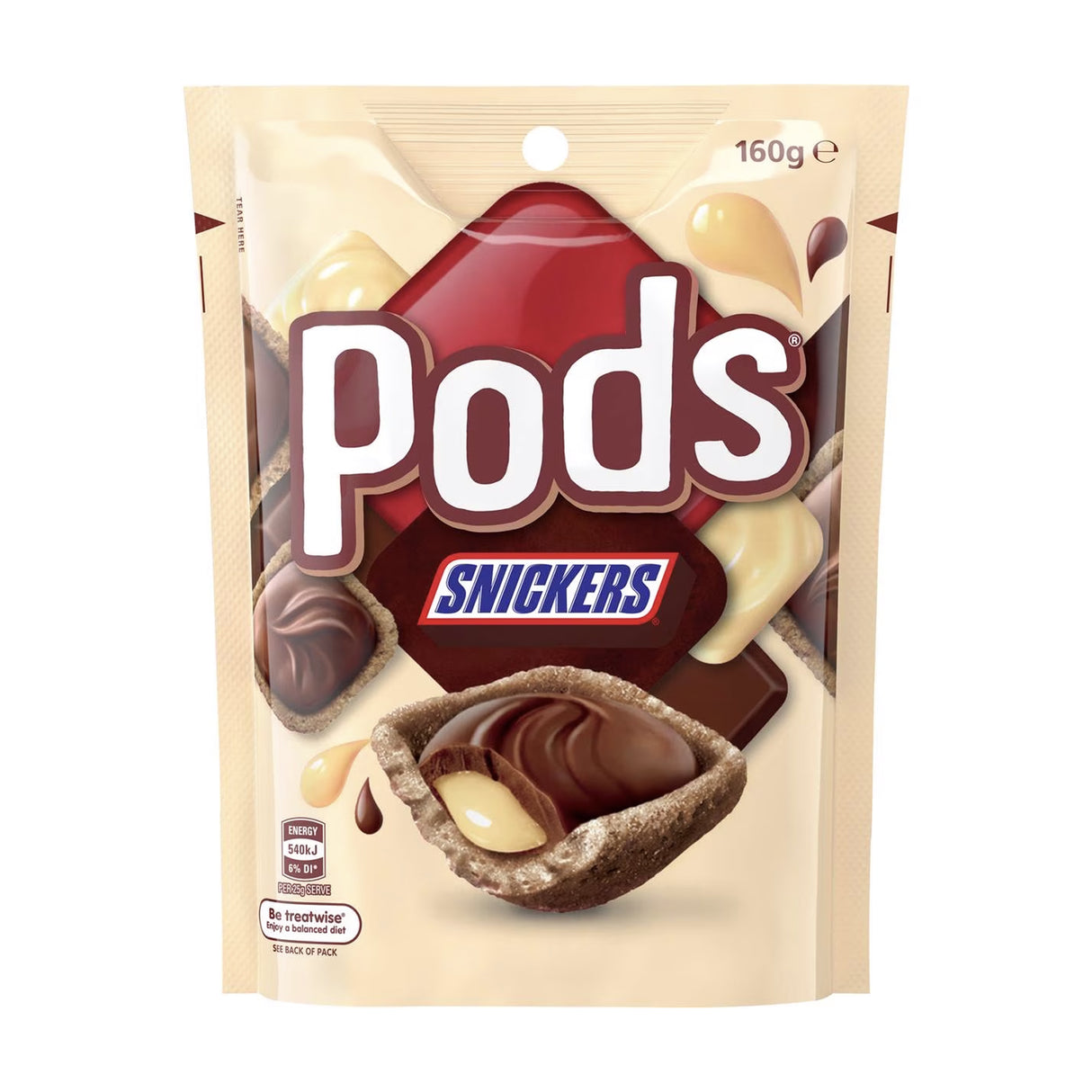 Pods Snickers Chocolate Snack & Share Party Bag 160g