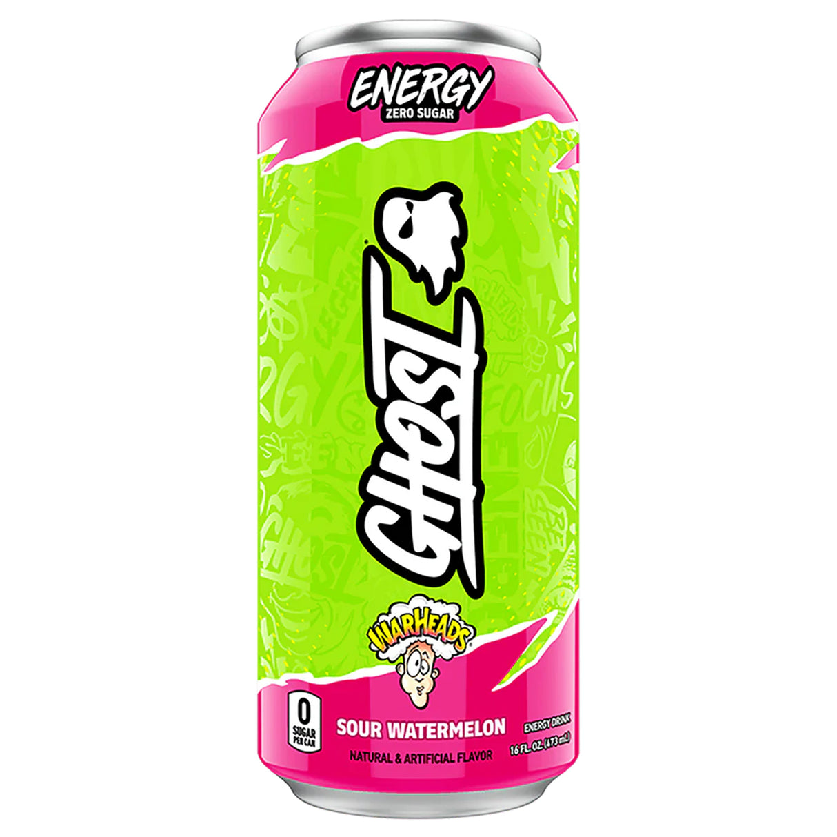 Ghost Energy Drink WARHEADS Sour Watermelon, Zero Sugars - 473 ml