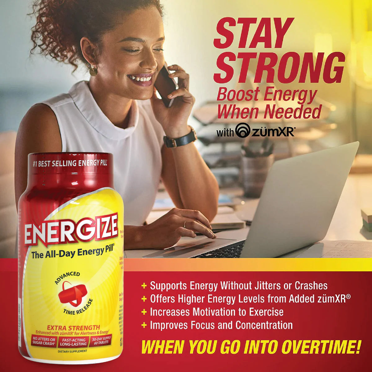 ENERGIZE™ Extra Strength Energy Pills - All Day Energy 60 Tabs