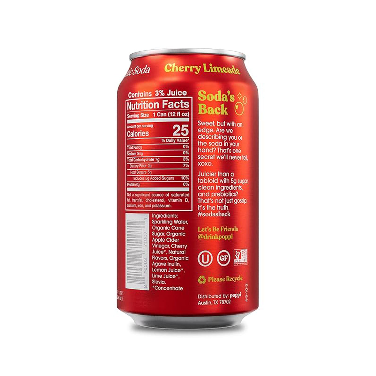 Poppi Cherry Limeade Prebiotic Soda (355ml)