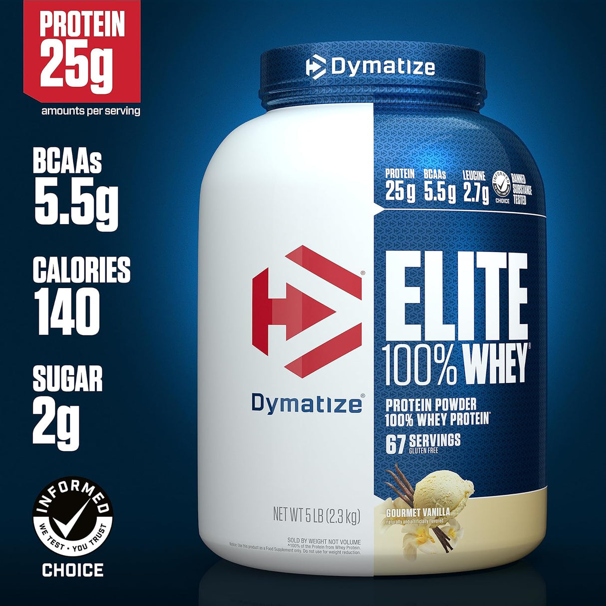 Dymatize Elite Whey Protein Gourmet Vanilla 5 Lb