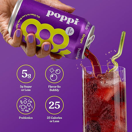 Poppi Grape Prebiotic Soda (355ml)