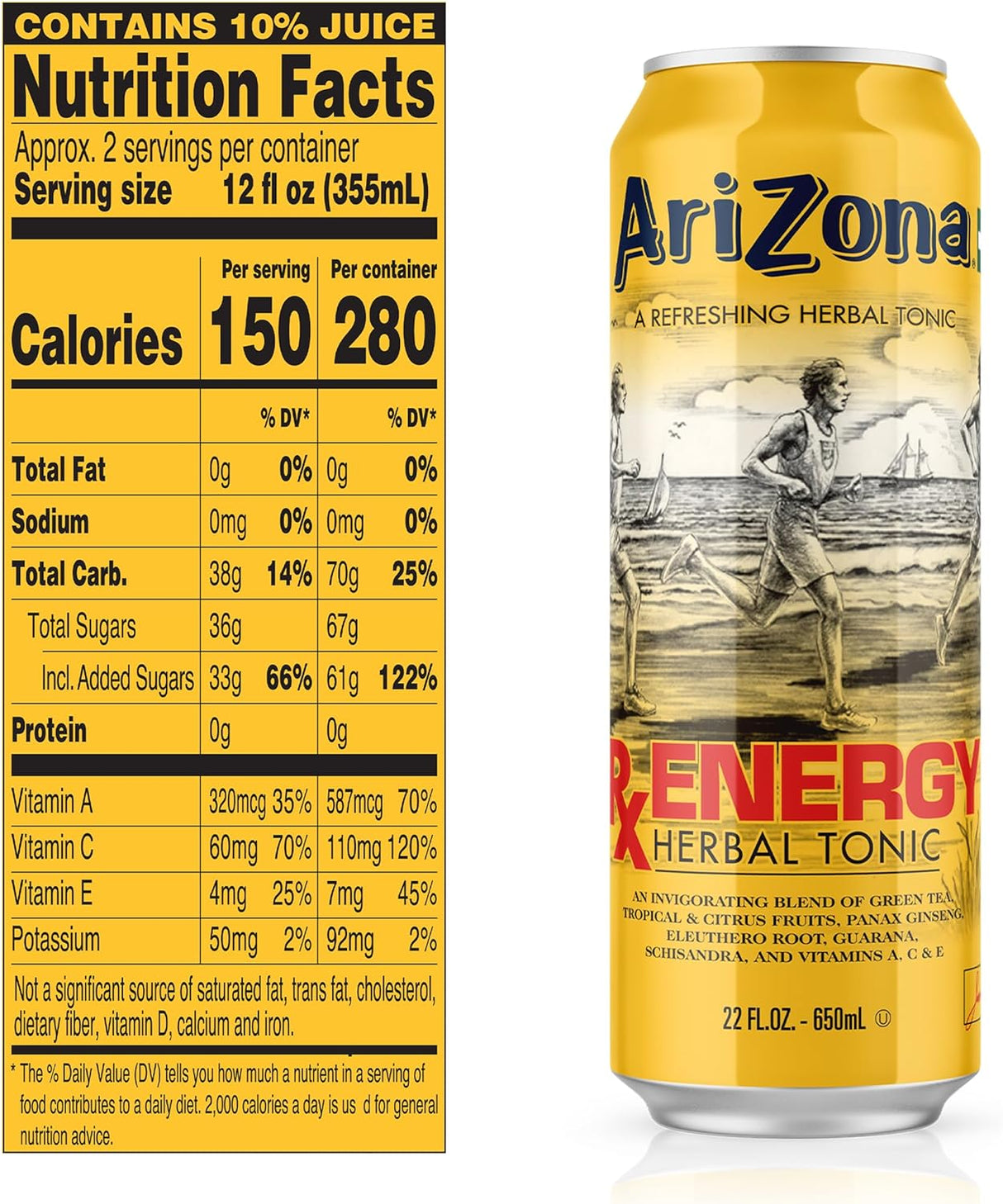 AriZona RX Energy Herbal Tonic 23 Fl Oz