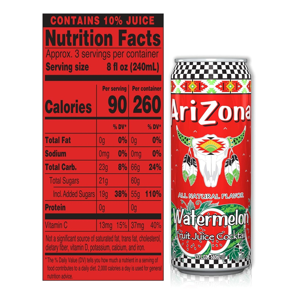 AriZona Fruit Cocktail with Watermelon flavor, 23 Fl Oz