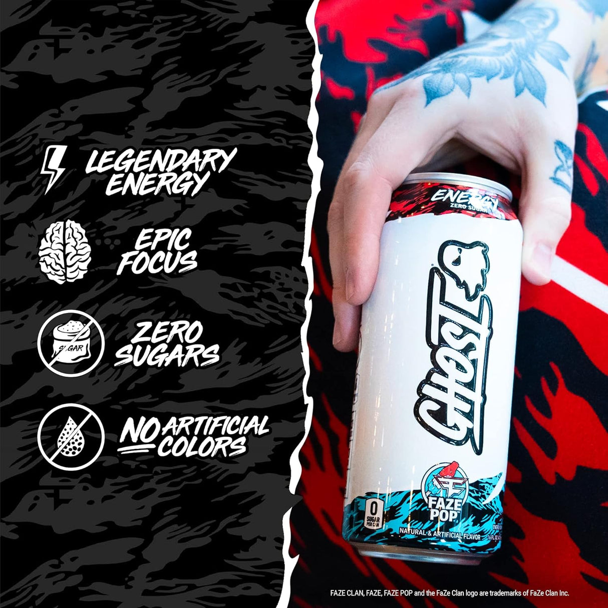 Ghost Energy Drink Faze Pop, Zero Sugars - 473 ml