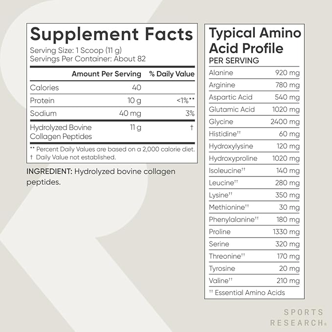 Sports Research - Collagen Peptides Powder Unflavored (907g)