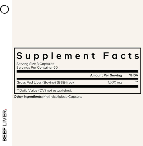 Grass Fed Beef Liver Supplement 180 Capsules