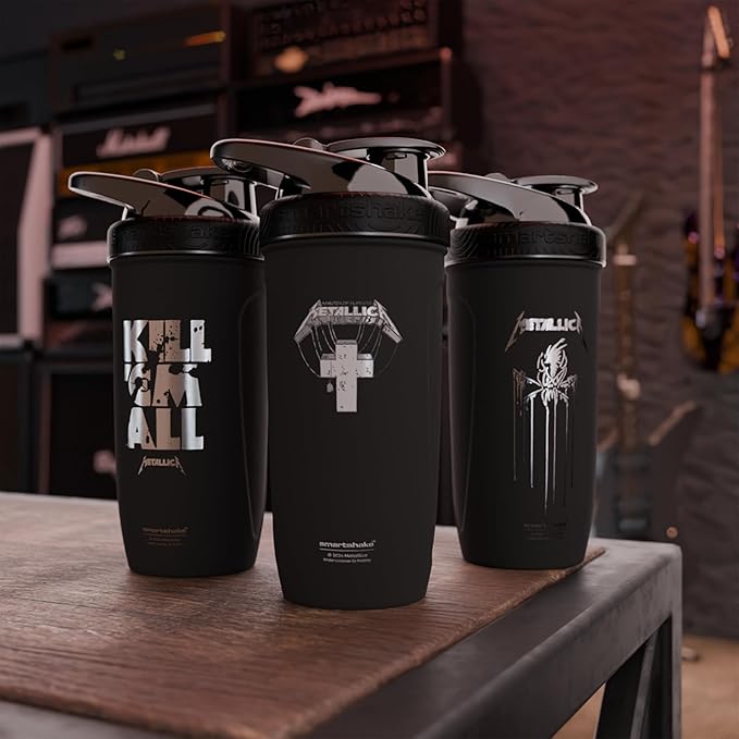 SmartShake Rockband Reforce Protein Shaker Bottle Metallica Kill ‘Em All Logo 900 ml