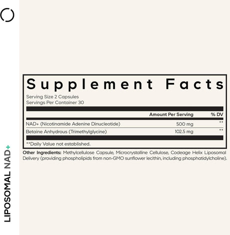 Codeage, Eternal Liposomal NAD+ 60 Vegetable Capsules