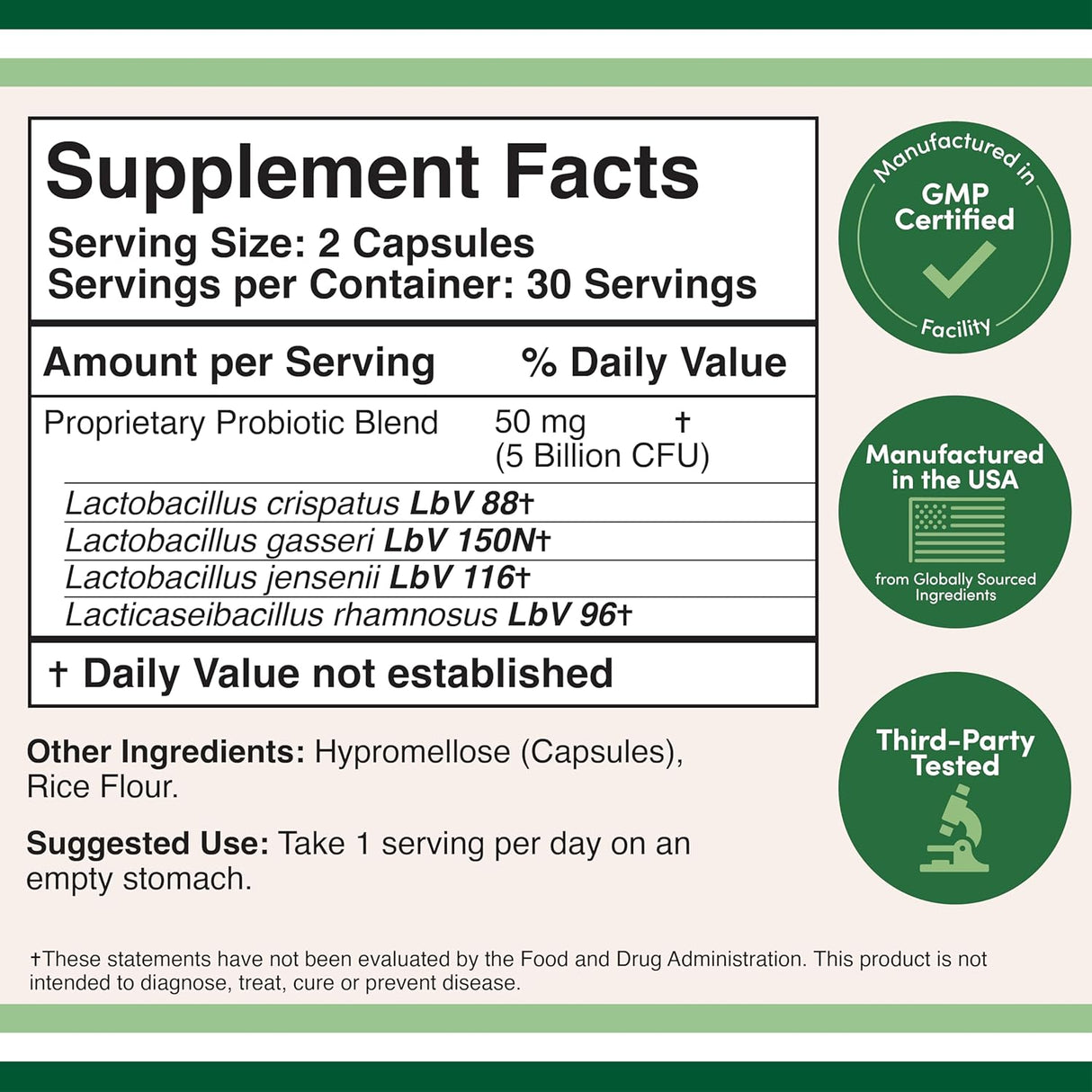 Double Wood Vaginal Probiotic 5 Billion CFU 60 Capsules