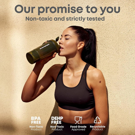 SmartShake Original2Go One Protein Shaker Bottle with Storage Gunsmoke Black 800 ml