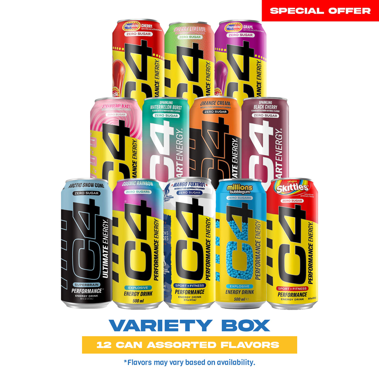 C4 Energy Drink Variety Box - Assorted Pack of 12