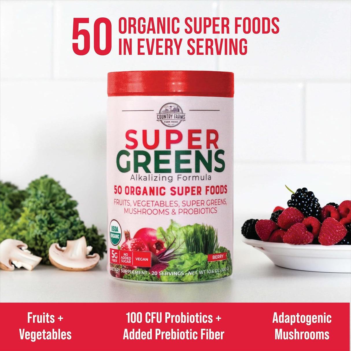 Country Farms Super Greens Powder - Berry 300g