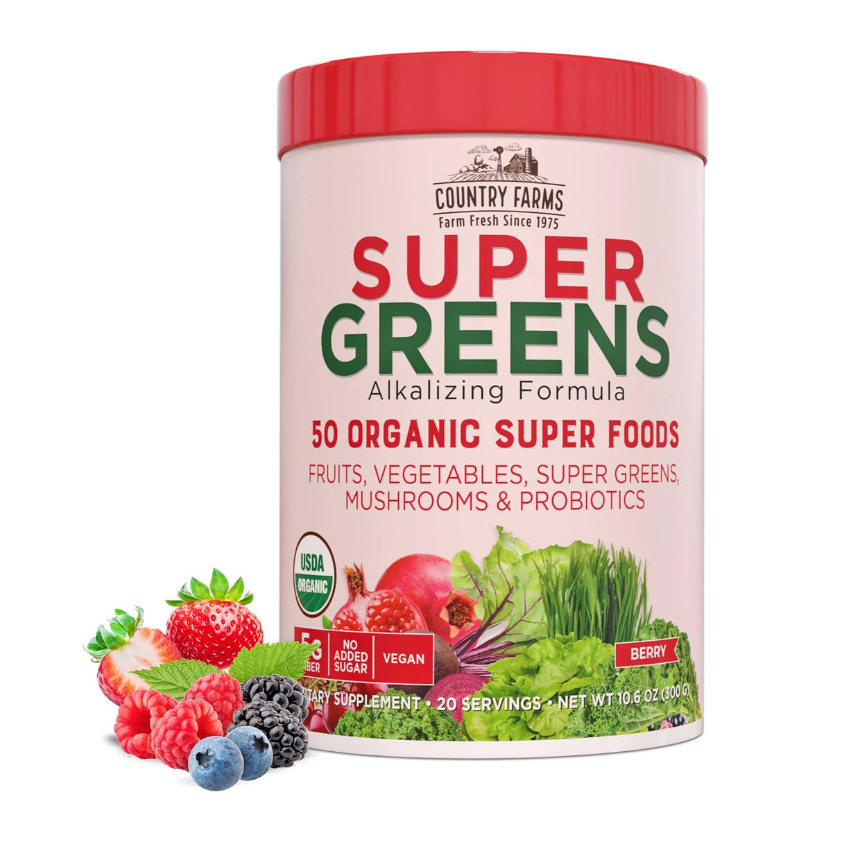 Country Farms Super Greens Powder - Berry 300g