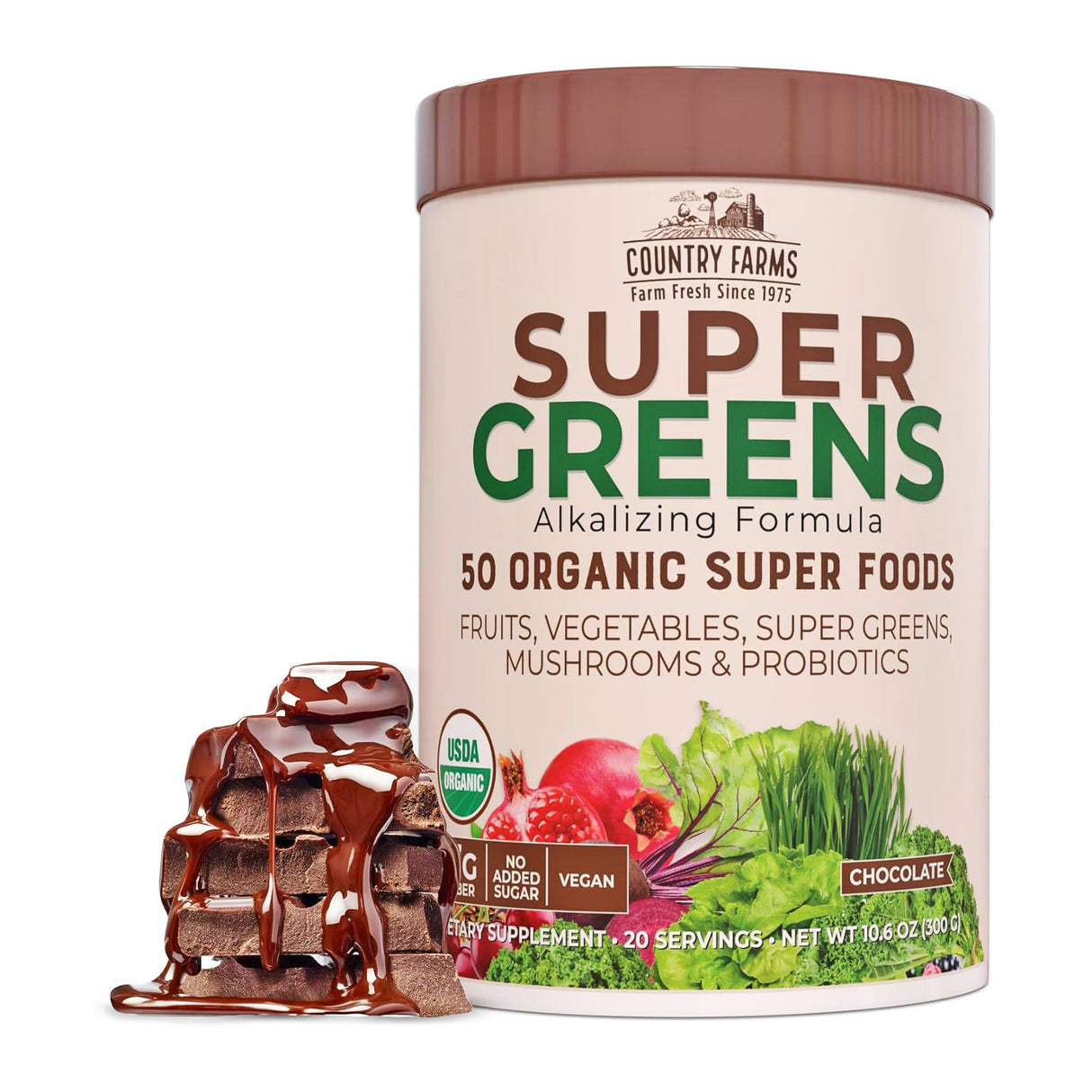 Country Farms Super Greens Powder - Chocolate 300g