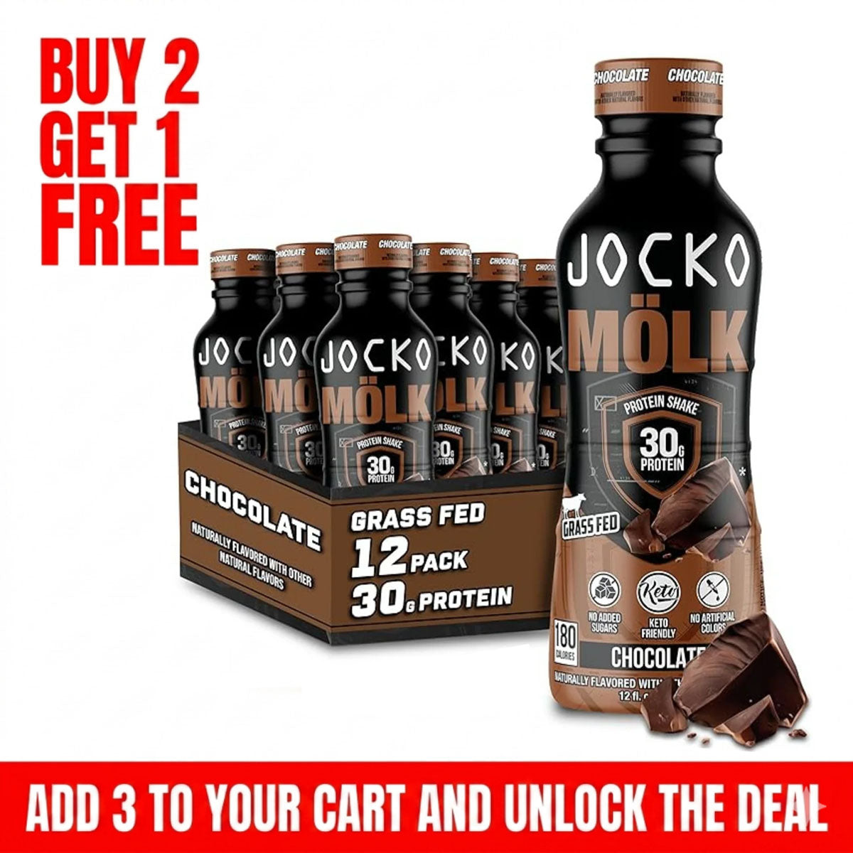 Jocko Molk Grass Fed Protein Shakes Packs of 12 30g