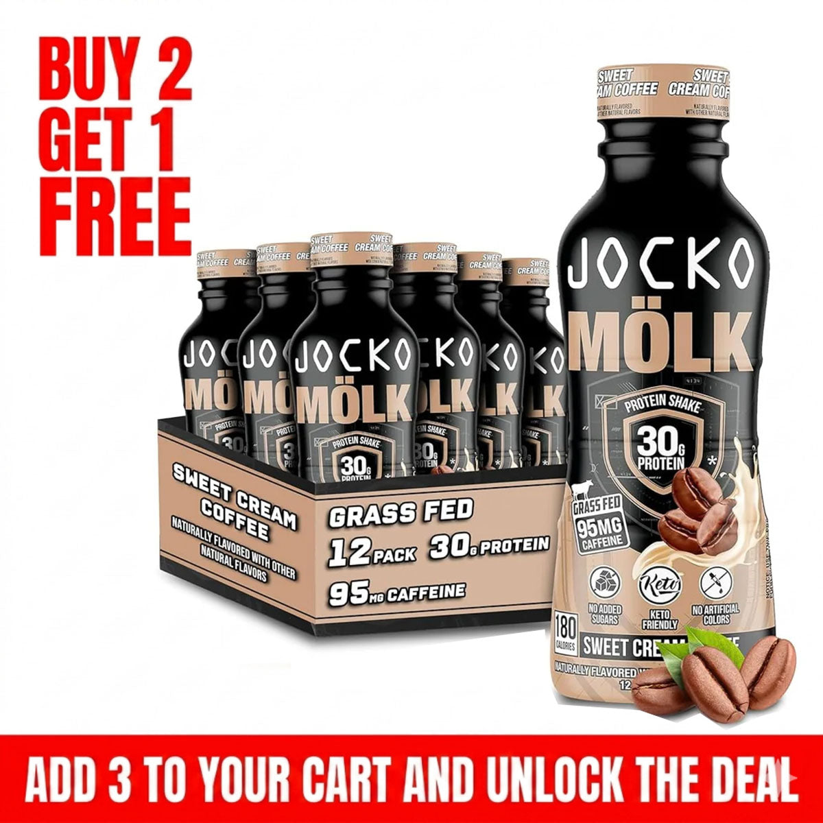 Jocko Molk Grass Fed Protein Shakes Packs of 12 30g