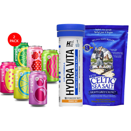 Klouds Hydration Bundle | Electrolyte Support, Celtic Sea Salt & Prebiotic Soda (12-Pack) - Klouds