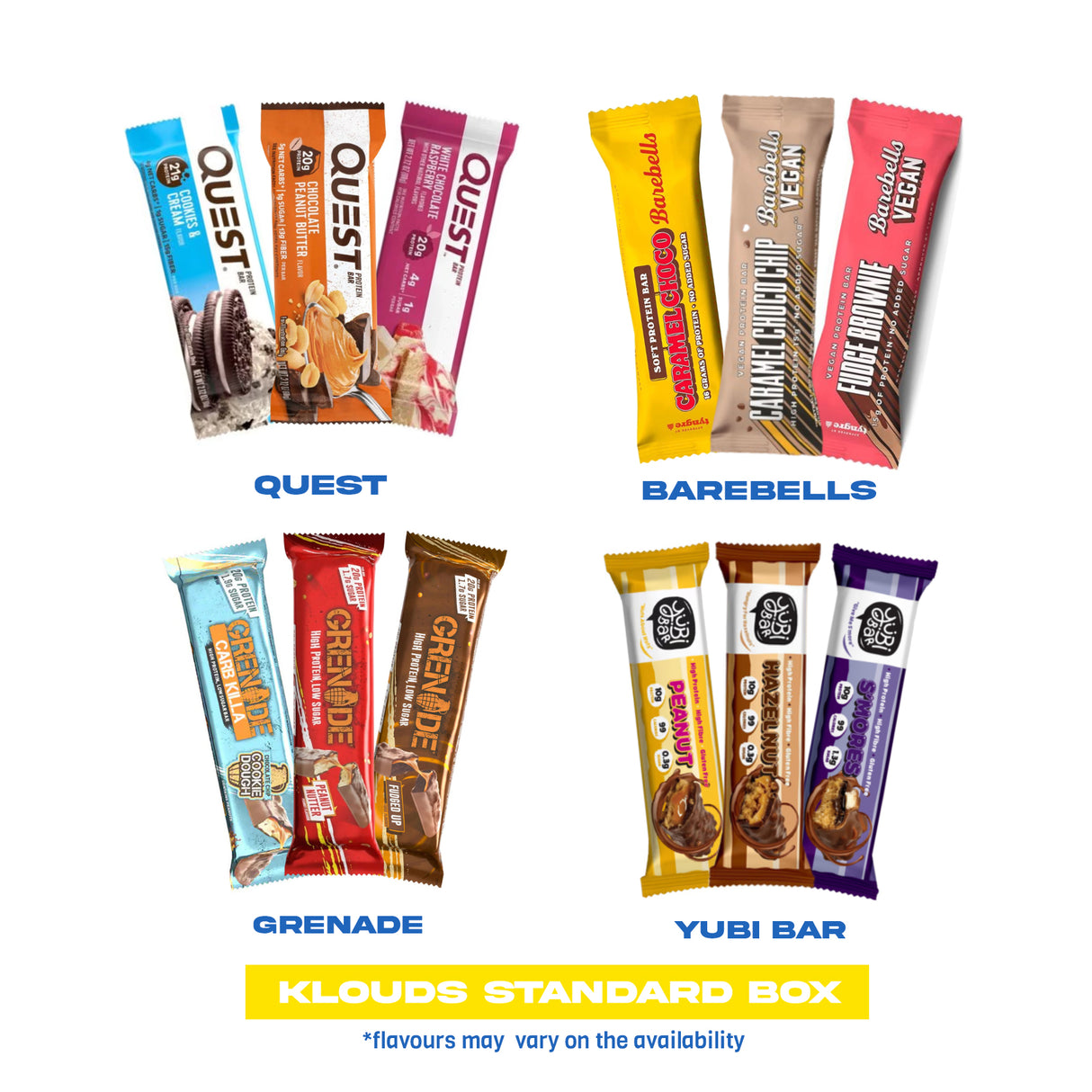 Klouds Standard Box Curated Protein Bars Variety Pack Box of 12
