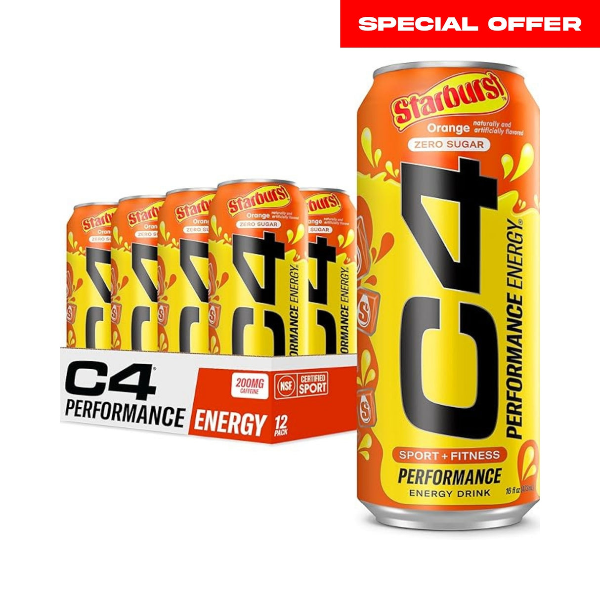 C4 Original Energy Drink Orange Starburst - Pack of 12