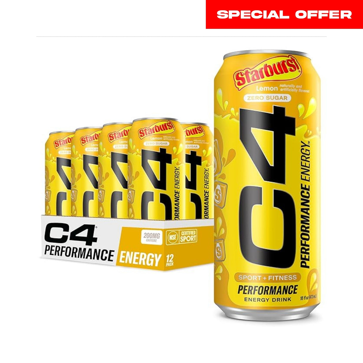C4 Original Energy Drink Lemon Starburst - Pack of 12