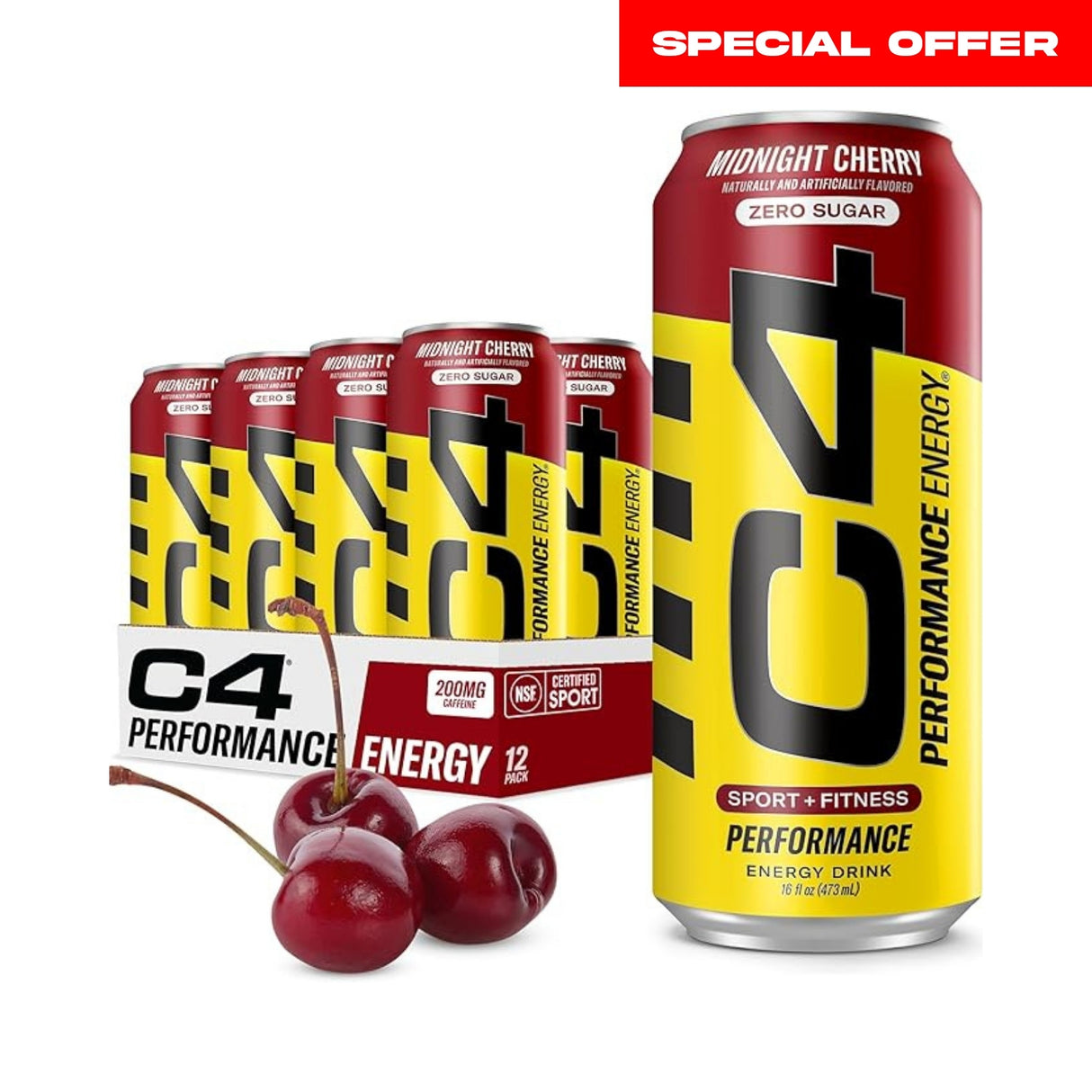 C4 Original Energy Drink Midnight Cherry - Pack of 12