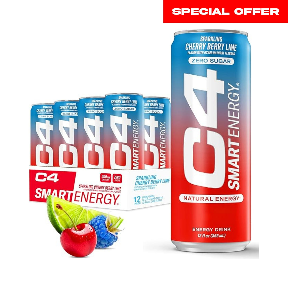 C4 Smart Energy Drink Cherry Berry - Pack of 12