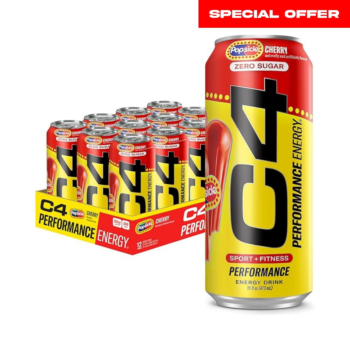 C4 Original Energy Drink Popsicle Cherry - Pack of 12