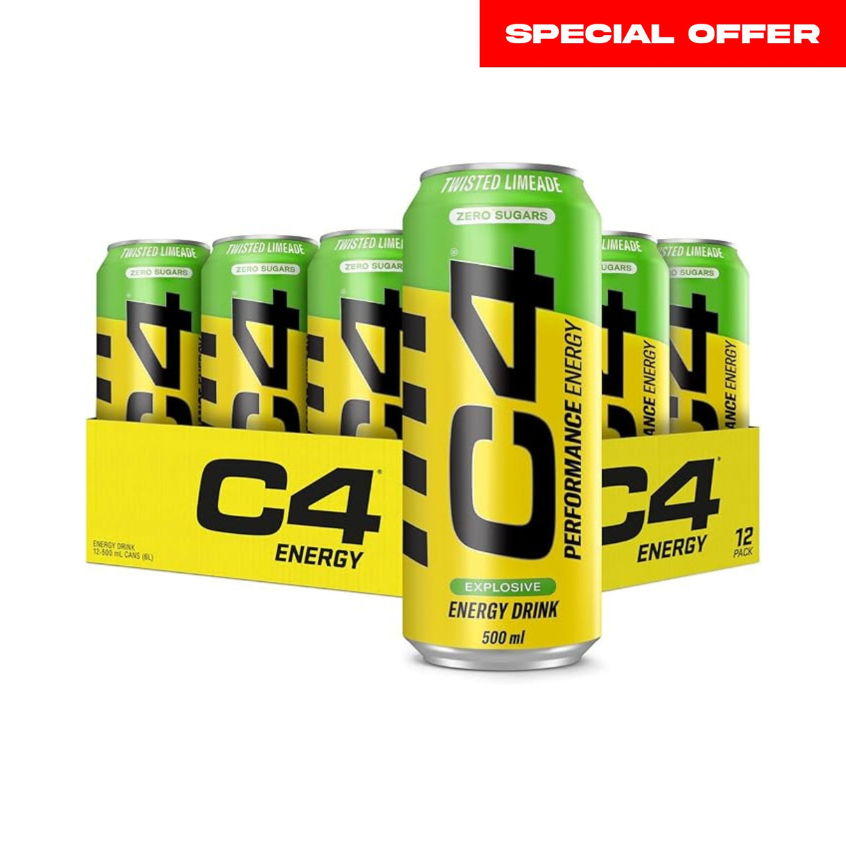 C4 Original Energy Drink Twisted Limeade - Pack of 12