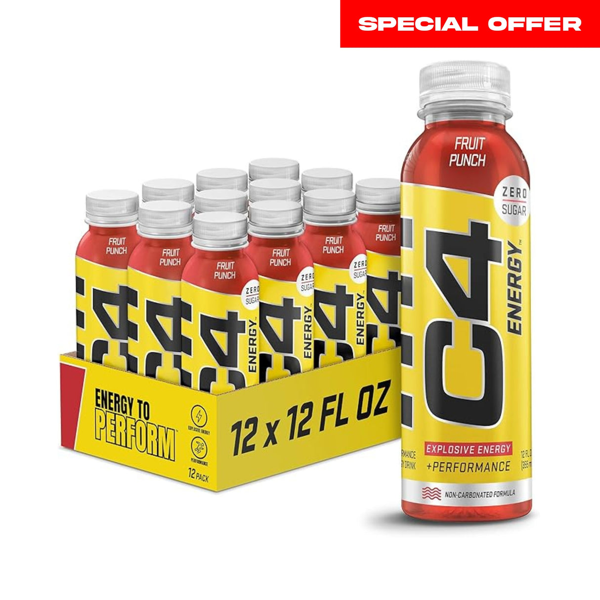 C4 Energy Non-Carbonated Drink Fruit Punch - Pack of 12