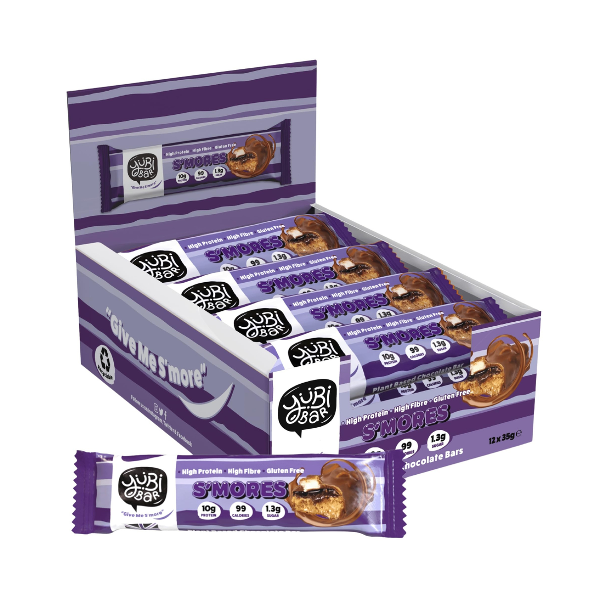 Yubi Bar Protein Bar 10g Protein Gluten Free 99 Calories Box of 12