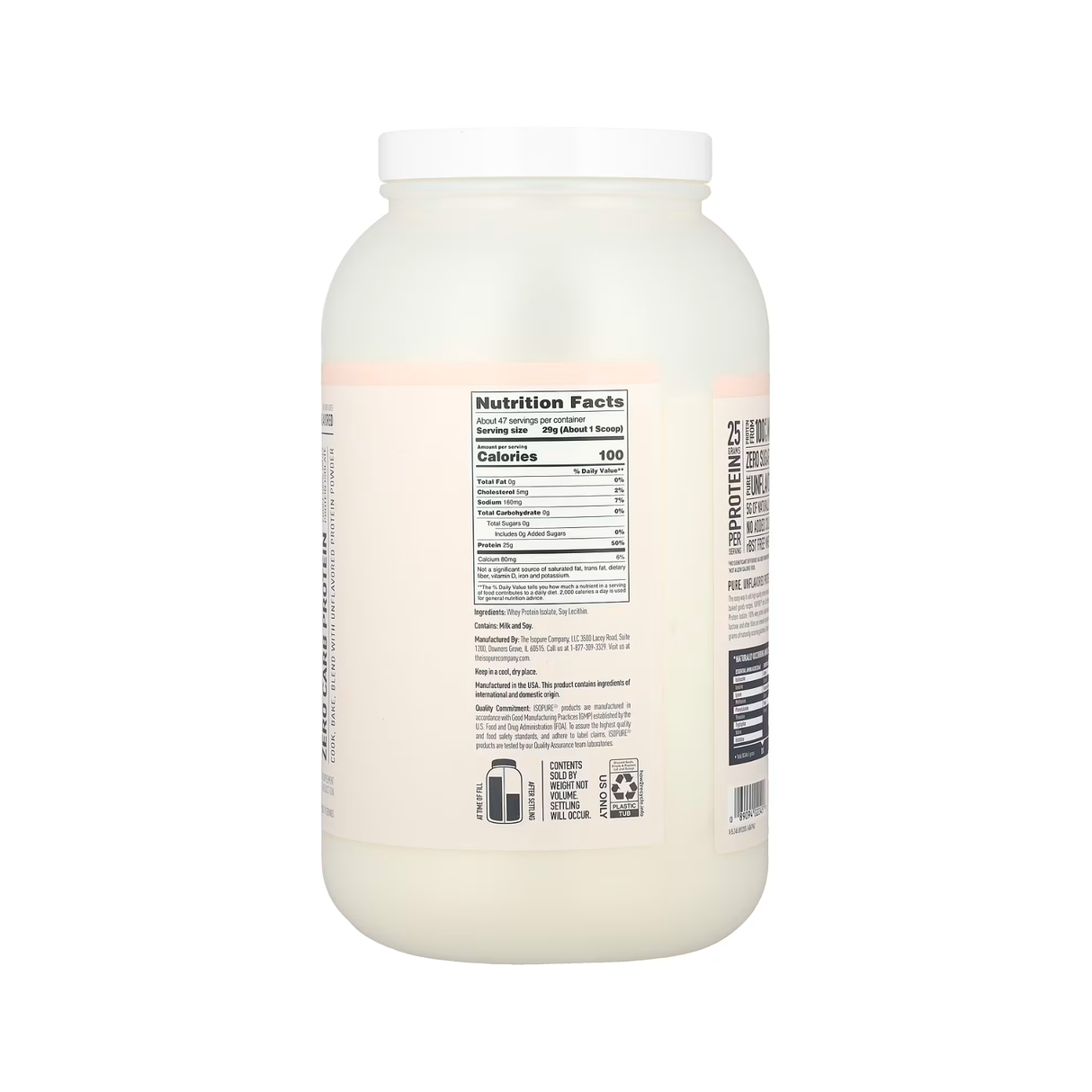 Zero Carb Protein Powder, Unflavored, 3 lb (1.36 kg)