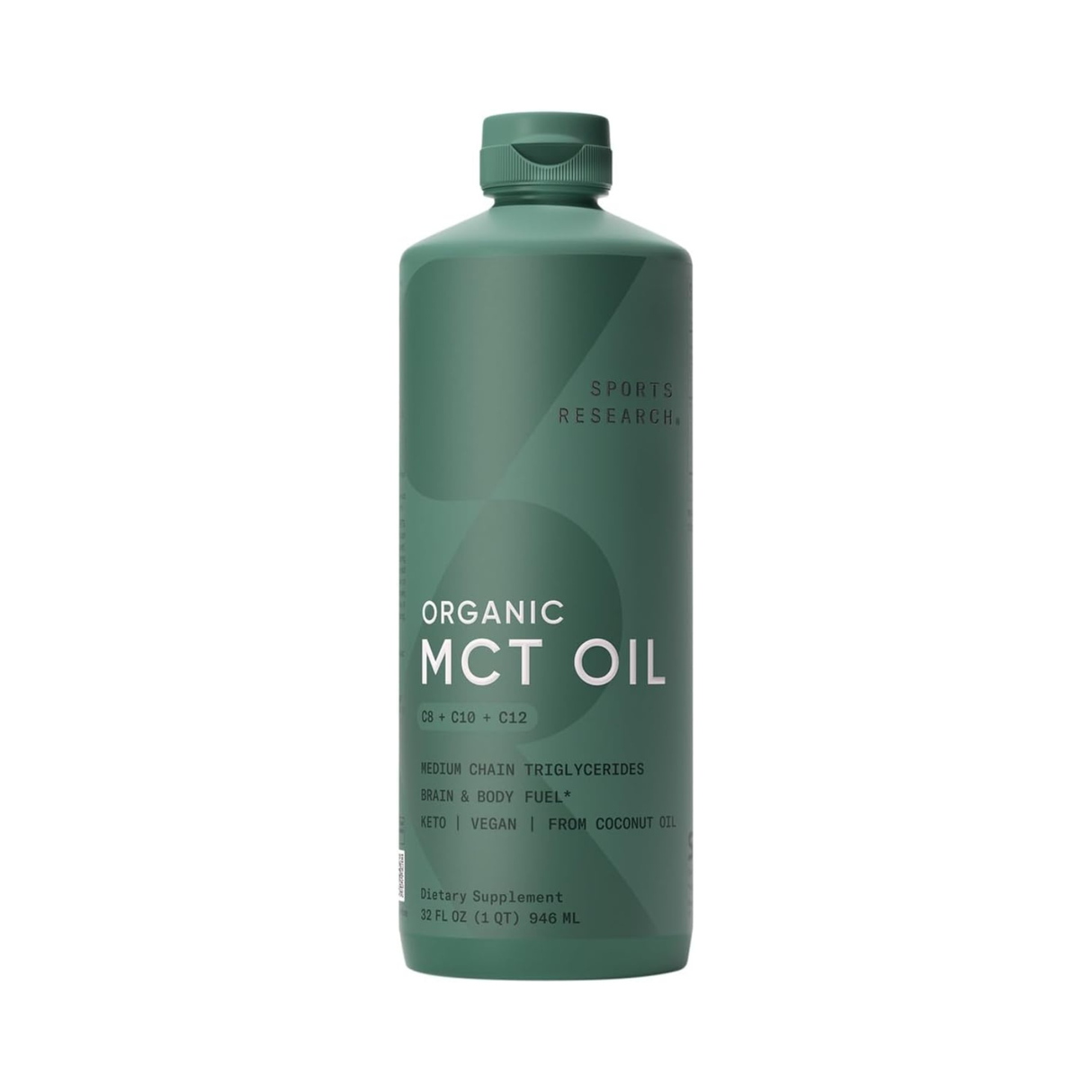 Sports Research MCT Oil from Organic Coconuts Unflavored C8, C10, and C12 946ml