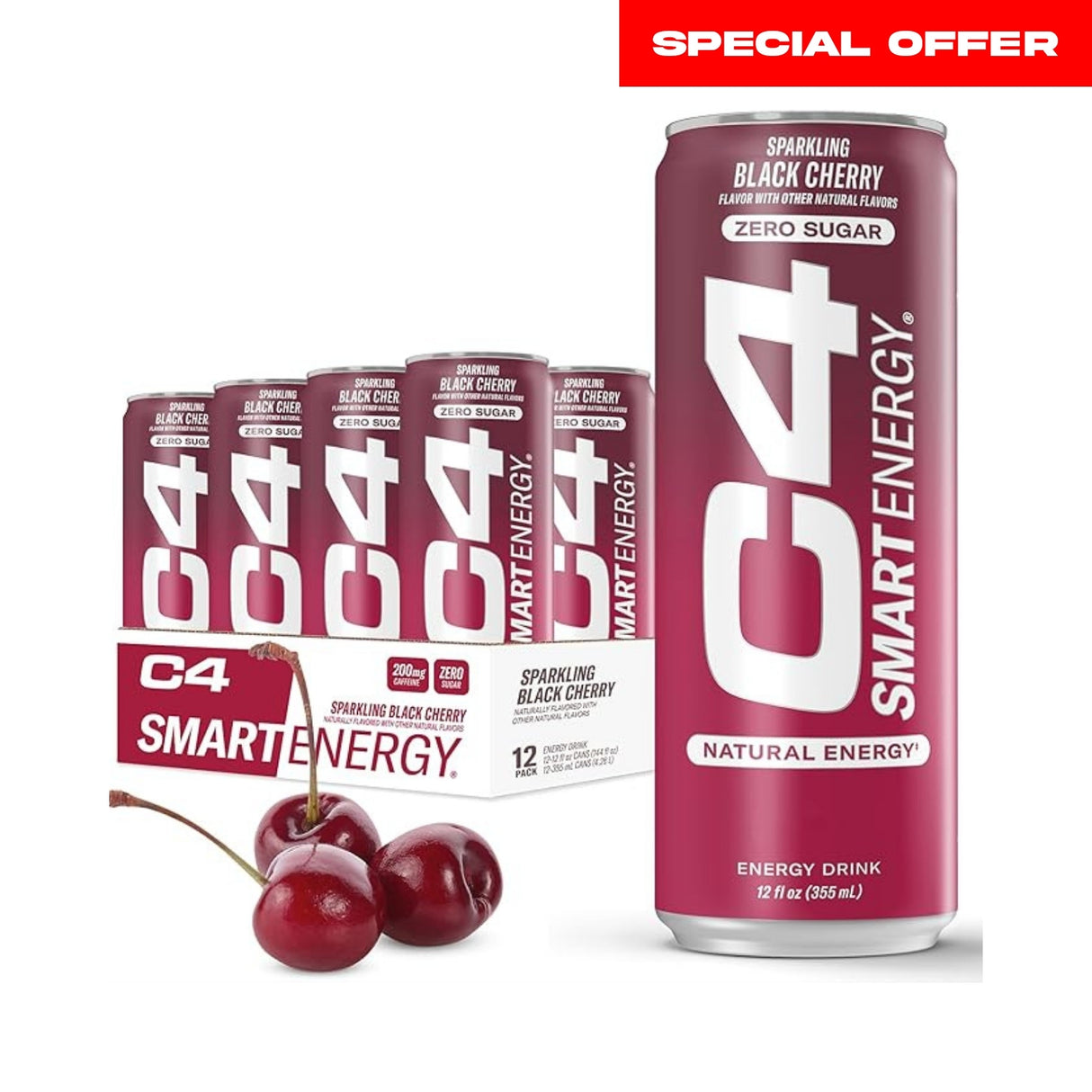 C4 Smart Energy Drink Black Cherry - Pack of 12