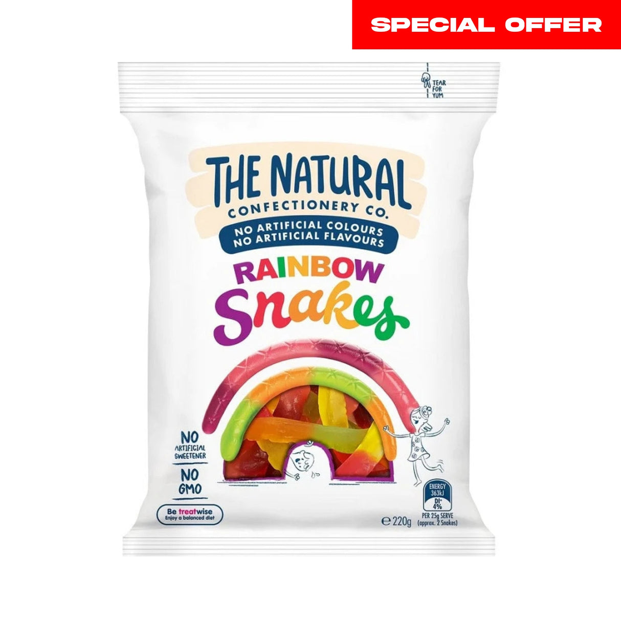 The Natural Confectionery Co. Rainbow Snakes 220g