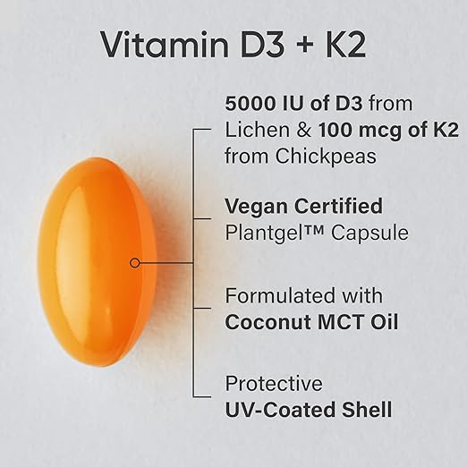 Sports Research Vegan D3 5000IU + Vitamin K2 60 Veg Softgels