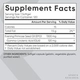 Sports Research Evening Primrose Unflavored 1300mg 120 Softgels