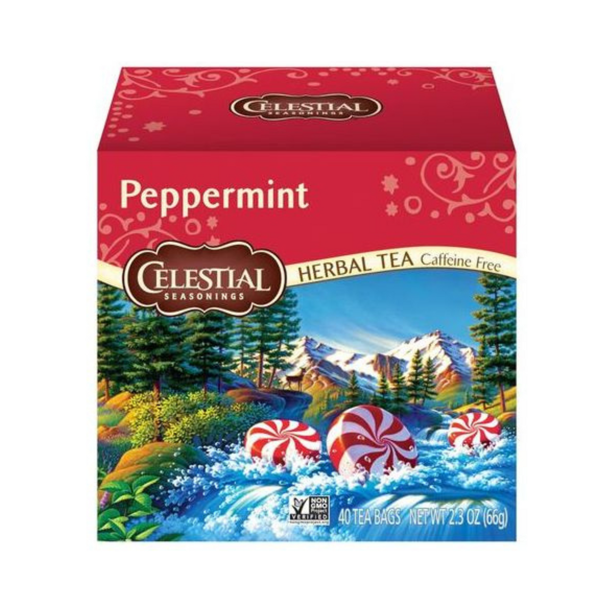 Celestial Seasonings Caffeine Free Peppermint Herbal Tea 40 Tea Bags