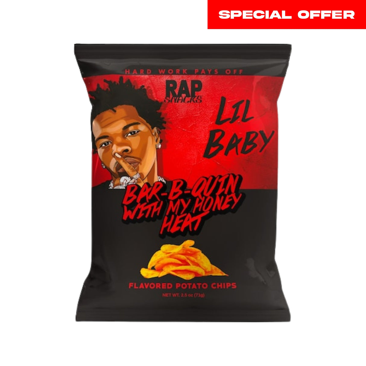 Rap Snacks Lil Baby Bar-B-Quin’ with My Honey Heat Potato Chips 71g