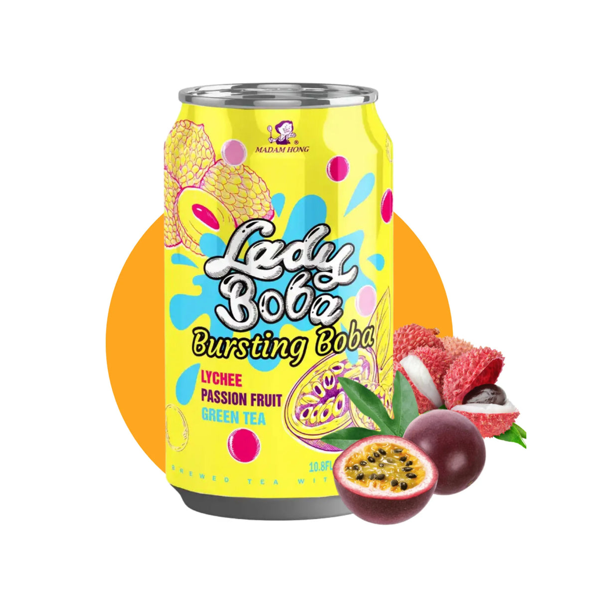 Madam Hong Lady Boba Bubble Tea Lychee, Passionfruit & Green Tea 320 ml