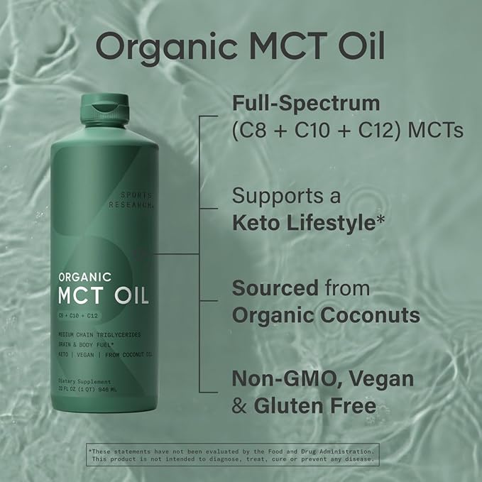 Sports Research Premium MCT Oil from Organic Coconuts Unflavored - 473ml