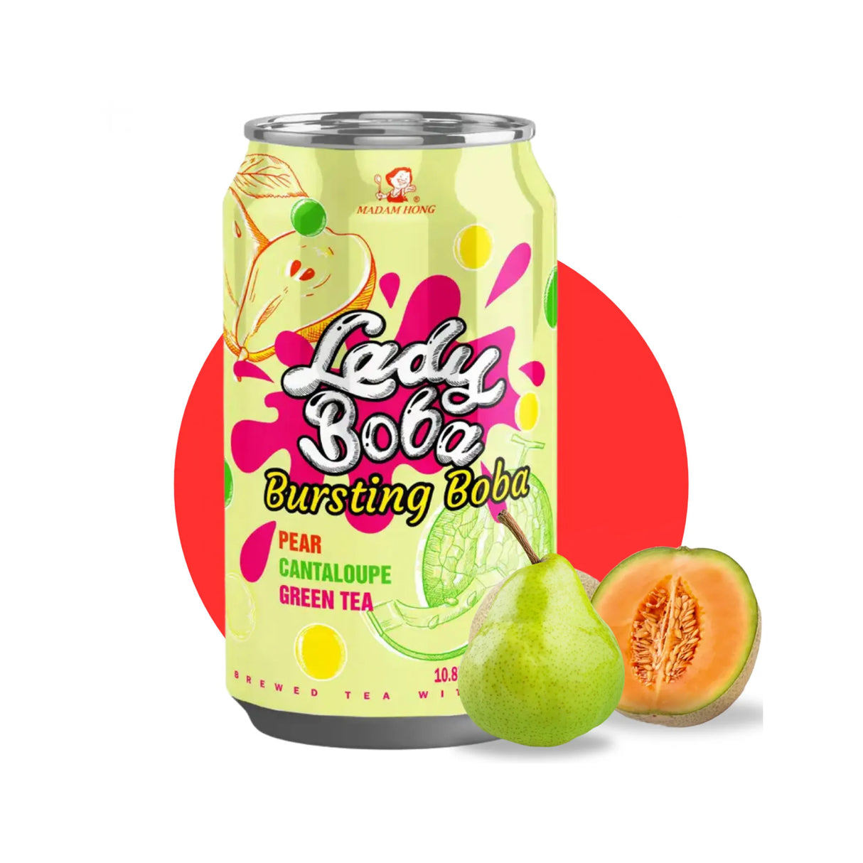 Madam Hong Lady Boba Bubble Tea Pear, Melon & Green Tea 320 ml